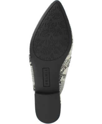 ESPRIT Womens Black/Grey Beige Snakeskin Print Band Overlay Cushioned Jade Pointed Toe Slip On Mules