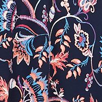 STYLE & COMPANY Womens Navy Cut Out Swing Floral Long Sleeve Above The Knee Dress
