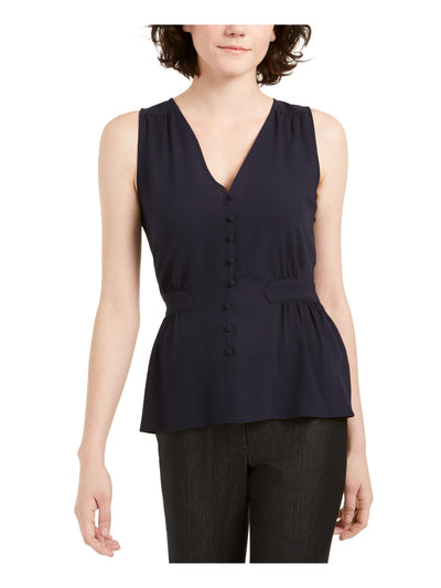 1. STATE Womens Blue Sleeveless V Neck Peplum Top XS