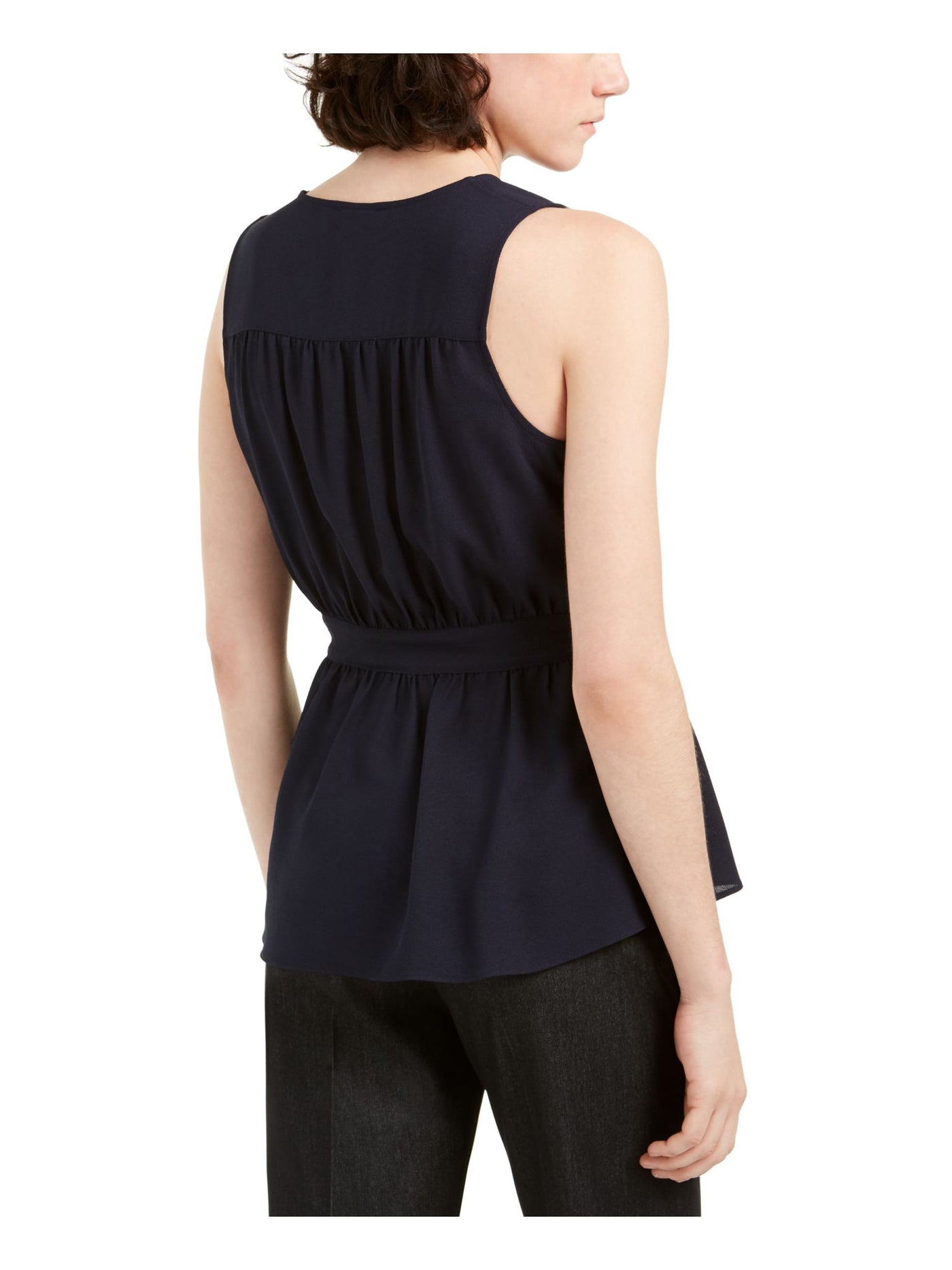 1. STATE Womens Blue Sleeveless V Neck Peplum Top XS