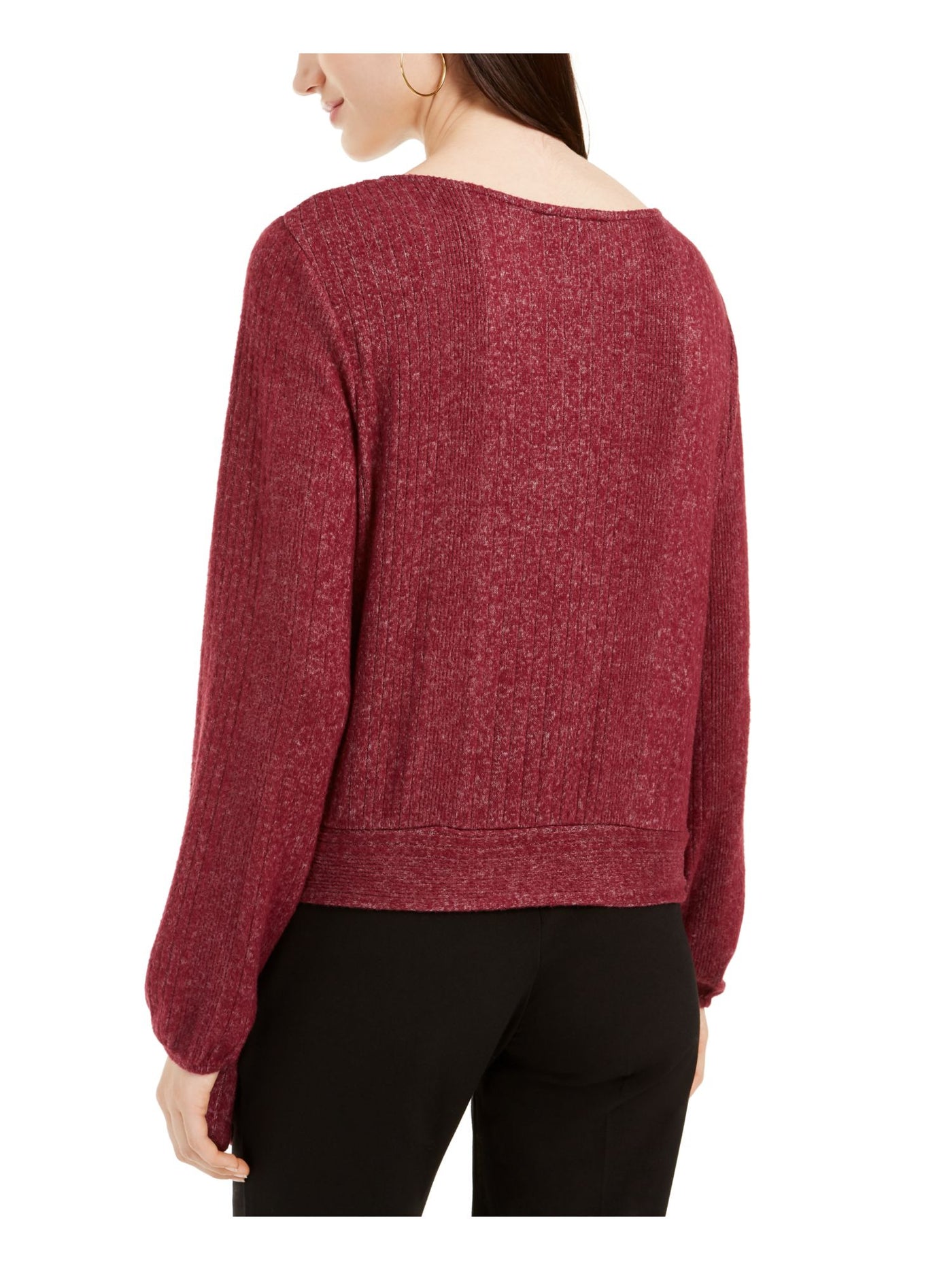 BCX Womens Burgundy Stretch Long Sleeve Caged Neckline Sweater M