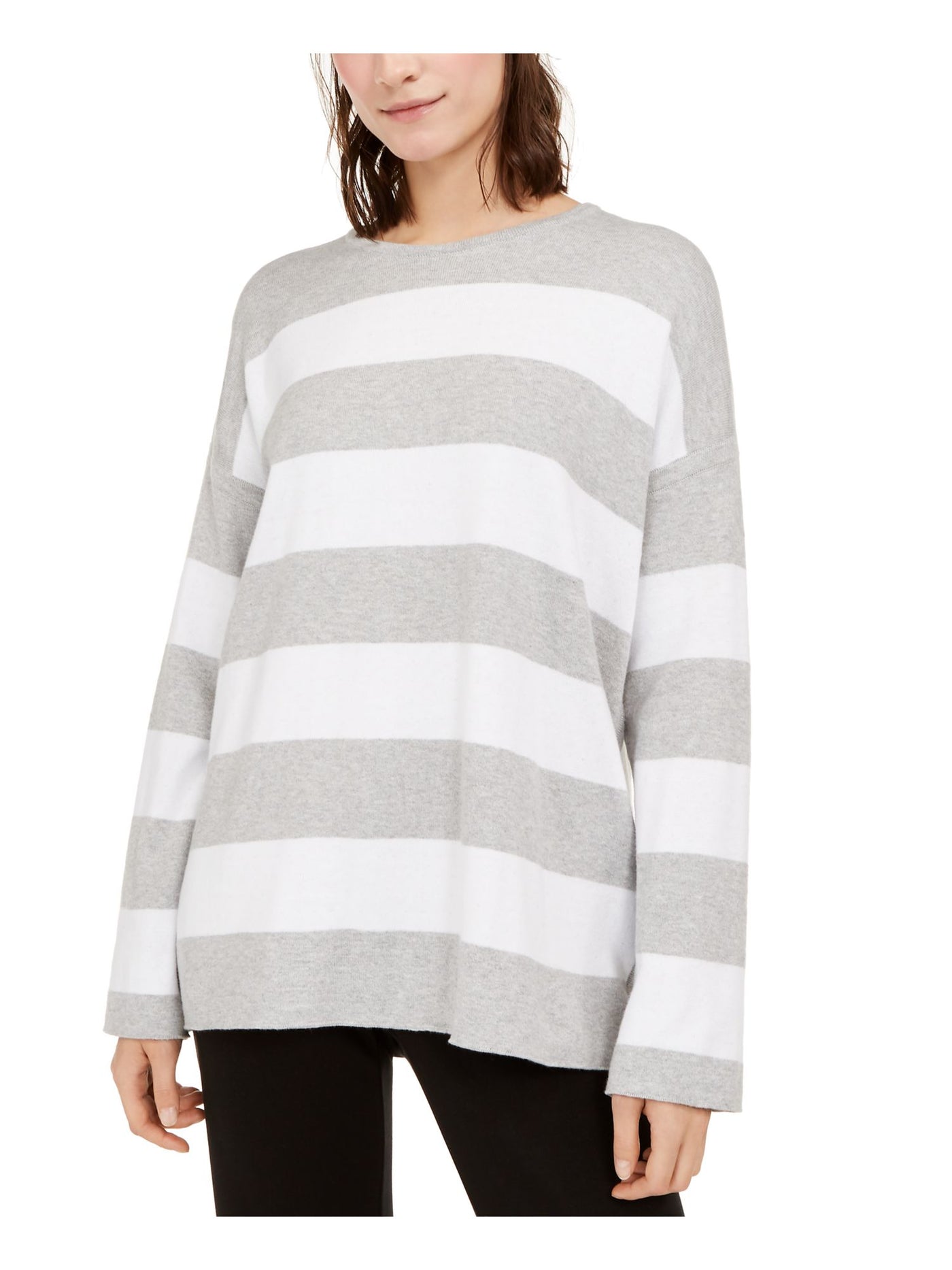 EILEEN FISHER Womens Gray Striped Long Sleeve Sweater Petites Size: PP