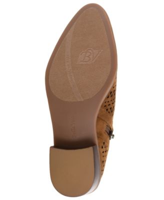 BELLA VITA Womens Brown Cut Out Stretch Goring  Heel Tab Perforated Padded Ashlyn Ii Almond Toe Block Heel Zip-Up Shootie N