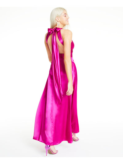 MORGAN & CO Womens Pink Slitted Cross-front Maxi Formal Dress 3