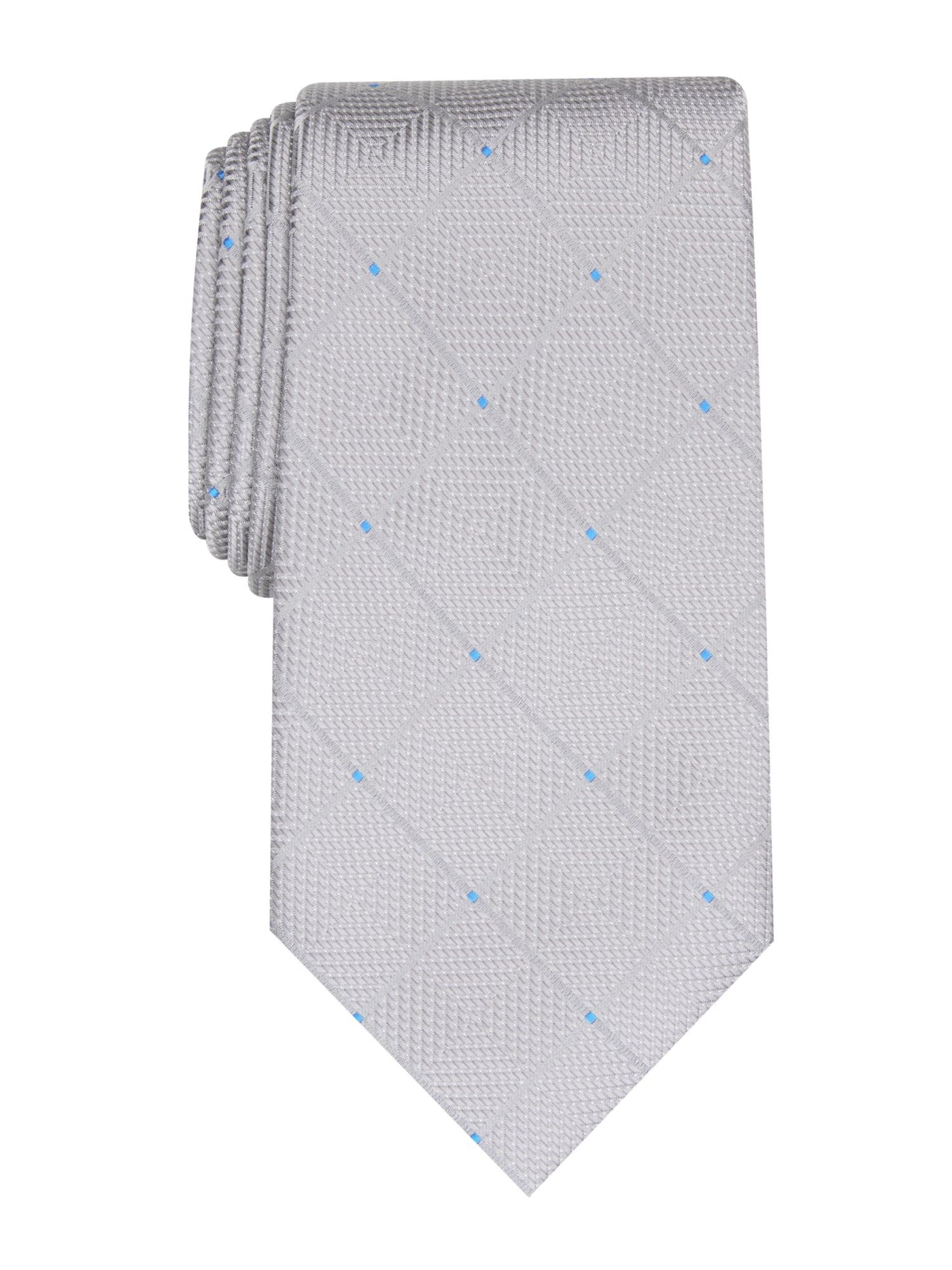 PERRY ELLIS Mens Silver Geometric Slim Neck Tie