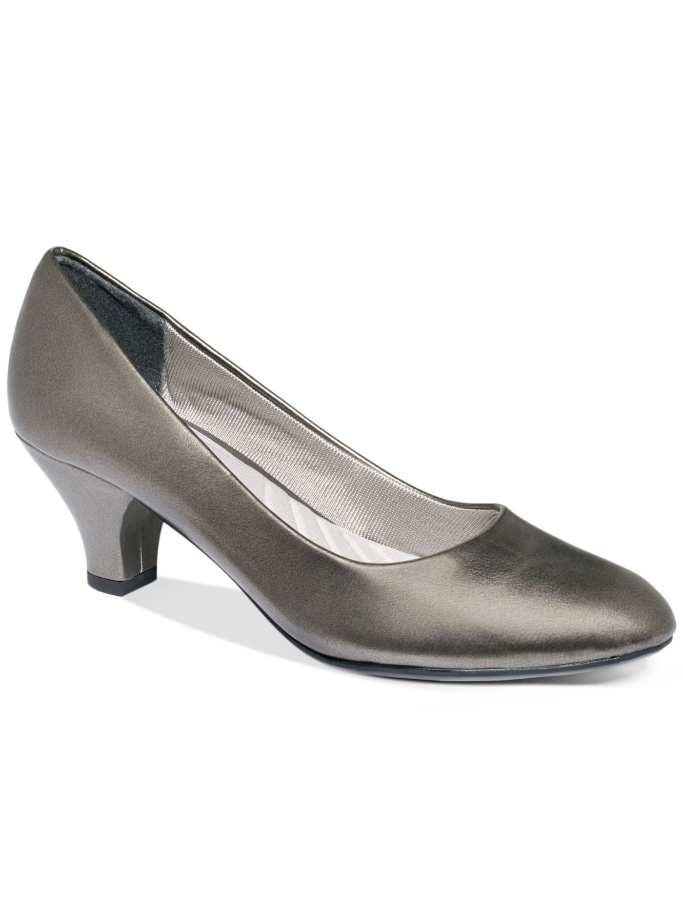 EASY STREET Womens Silver Cushioned Fabulous Almond Toe Cone Heel Slip On Pumps Shoes 7.5 W