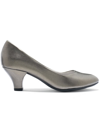 EASY STREET Womens Silver Cushioned Fabulous Almond Toe Cone Heel Slip On Pumps Shoes 7.5 W