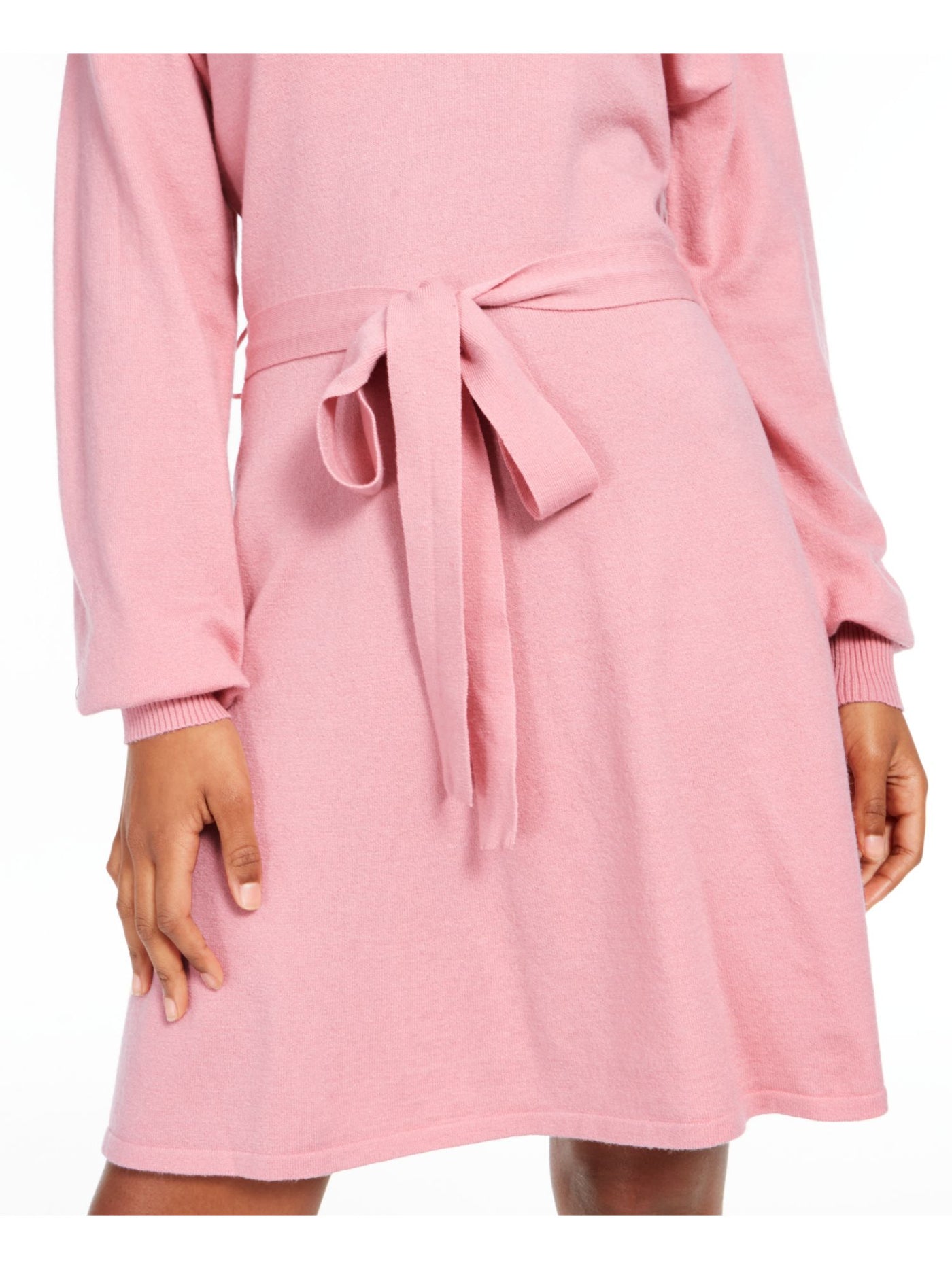 SEQUIN HEARTS Womens Pink Tie Front Long Sleeve V Neck Short Sheath Dress S