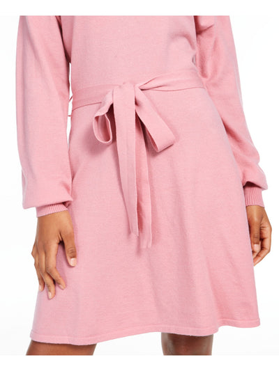 SEQUIN HEARTS Womens Pink Tie Front Long Sleeve V Neck Short Sheath Dress S