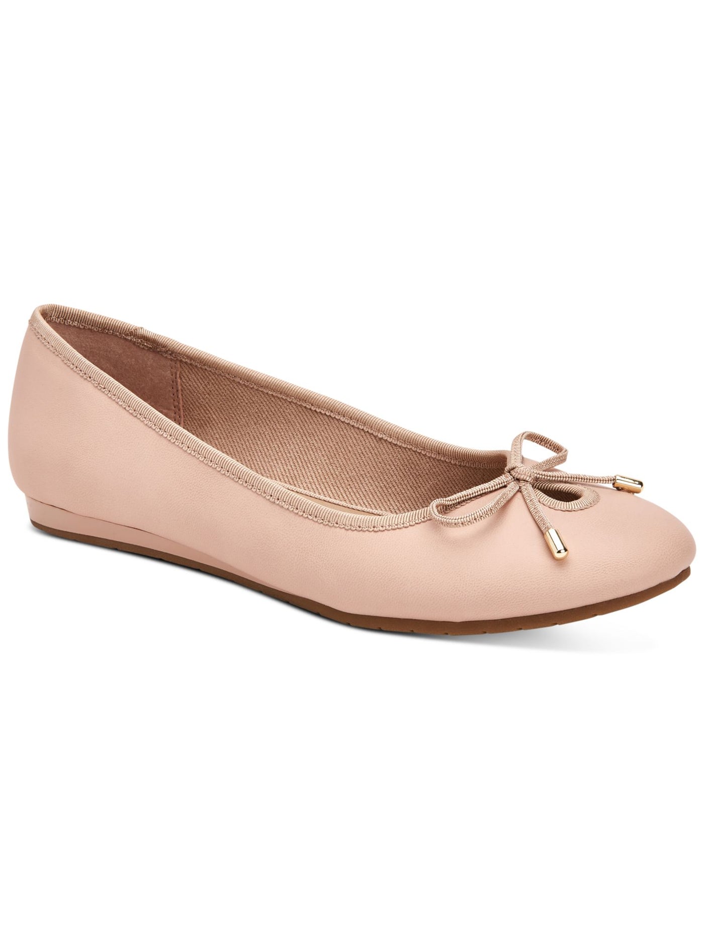 CHARTER CLUB Womens Pink Bow Accent Padded Bailynn Round Toe Slip On Ballet Flats 5 M