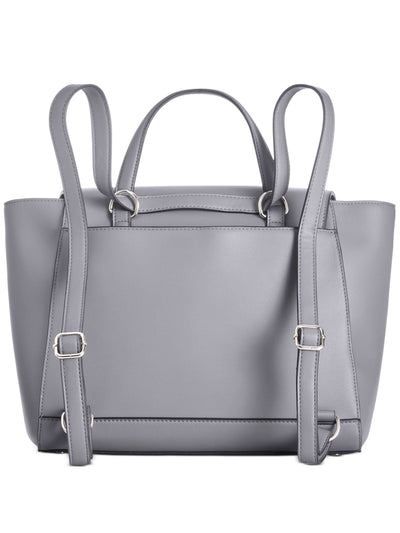 ALFANI Women's Gray Feet Faux Leather 4 Top Handle 2 Pen Holders Buckle Flap Closure Adjustable Strap Backpack