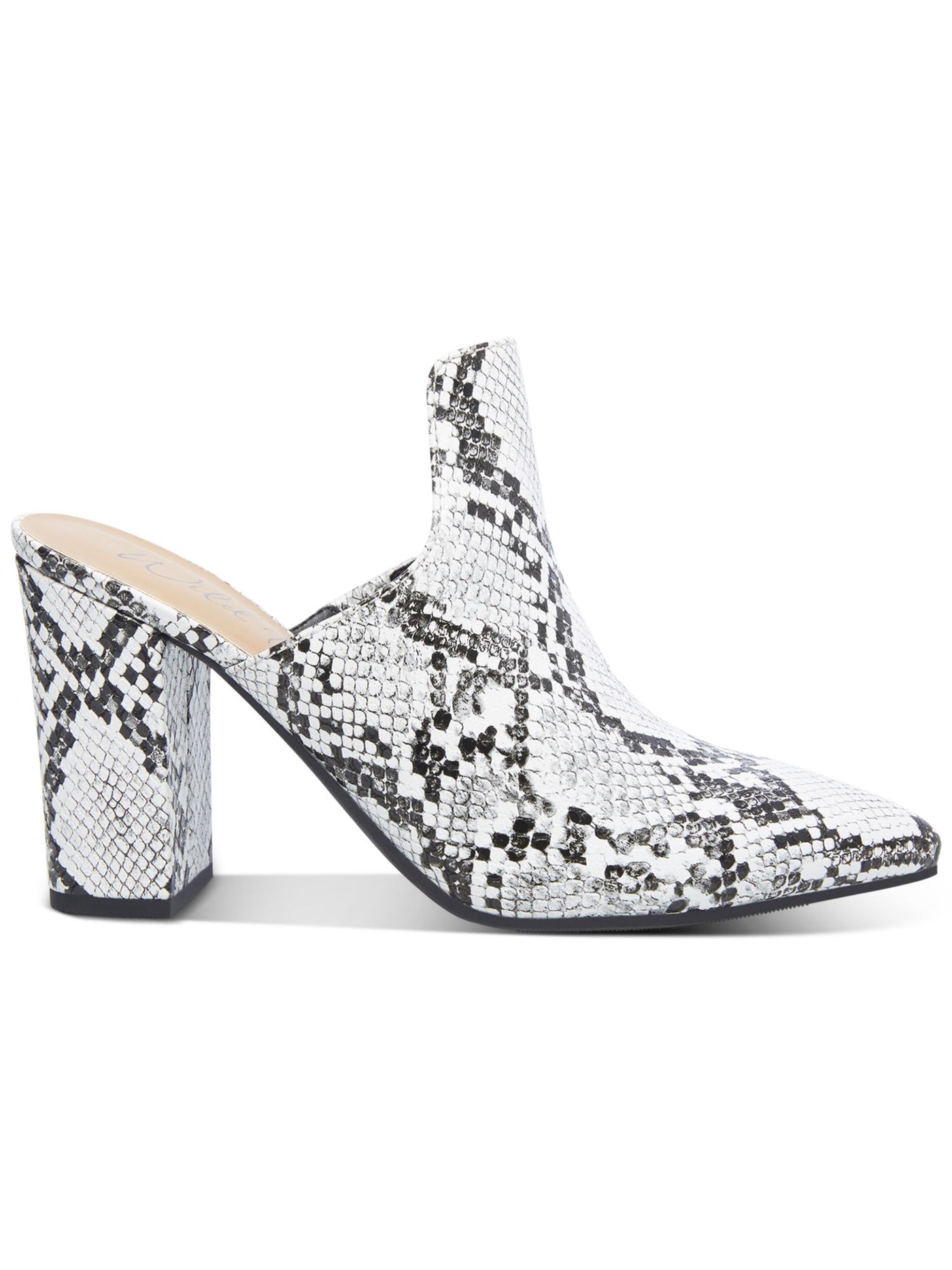 WILD PAIR Womens White Snake Print Comfort Carlita Pointed Toe Block Heel Slip On Heeled Mules Shoes 6 M