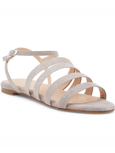 CHARLES BY CHARLES DAVID Womens Beige Strappy Comfort Stripe Round Toe Buckle Leather Sandals Shoes 6 M