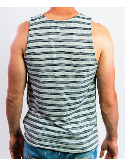 BEAUTIFUL GIANT Mens Gray Striped Sleeveless Crew Neck Stretch Tank Top XL