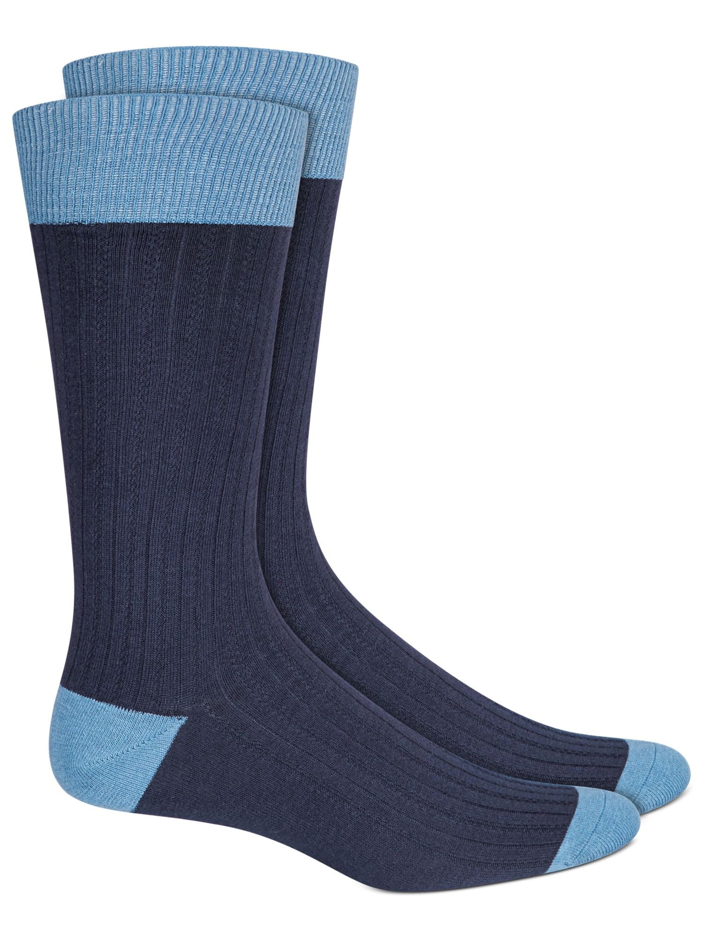 ALFANI Navy Color Block Textured Dress Crew Socks 10-13