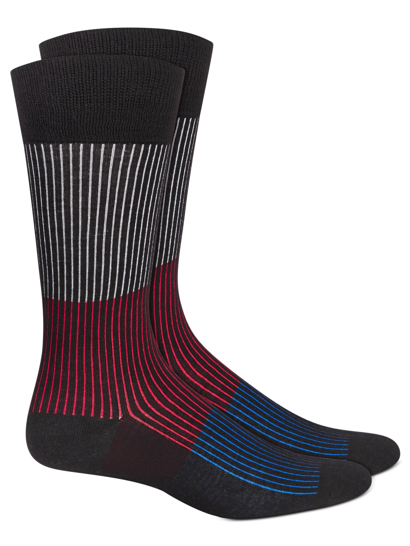 ALFANI Mens Black Multi-Stripe Dress Crew Socks 10-13