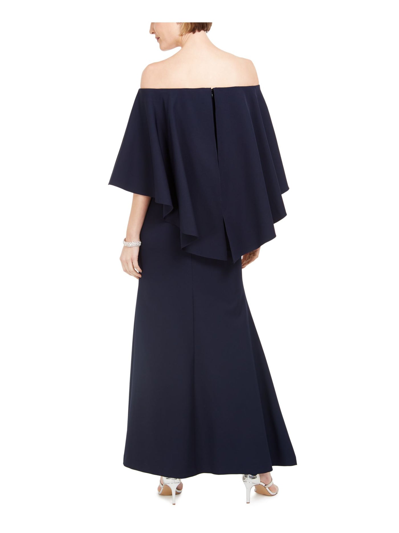 VINCE CAMUTO Womens Navy Ruffled Bell Sleeve Off Shoulder Full-Length Formal Mermaid Dress 4