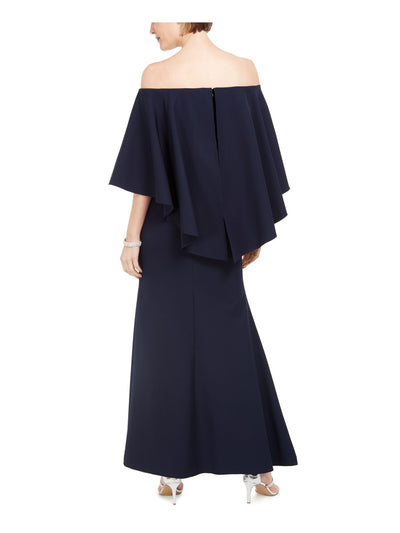 VINCE CAMUTO Womens Navy Ruffled Bell Sleeve Off Shoulder Full-Length Formal Mermaid Dress 10