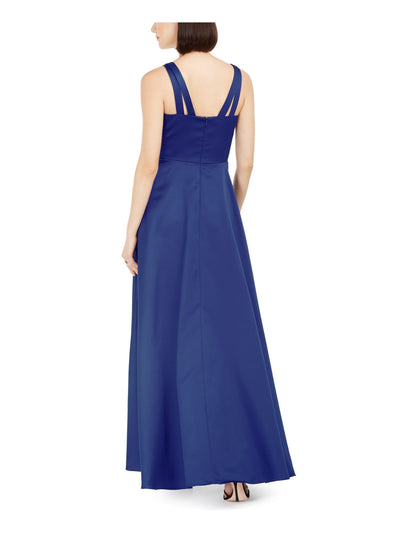 XSCAPE Womens Blue Sleeveless Square Neck Full-Length Evening Fit + Flare Dress Petites 6P