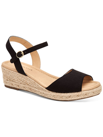 CHARTER CLUB Womens Black Ankle Strap Luchia Round Toe Wedge Buckle Espadrille Shoes 12 M
