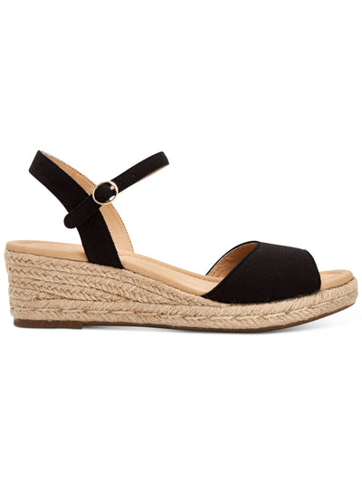 CHARTER CLUB Womens Black Ankle Strap Luchia Round Toe Wedge Buckle Espadrille Shoes 12 M