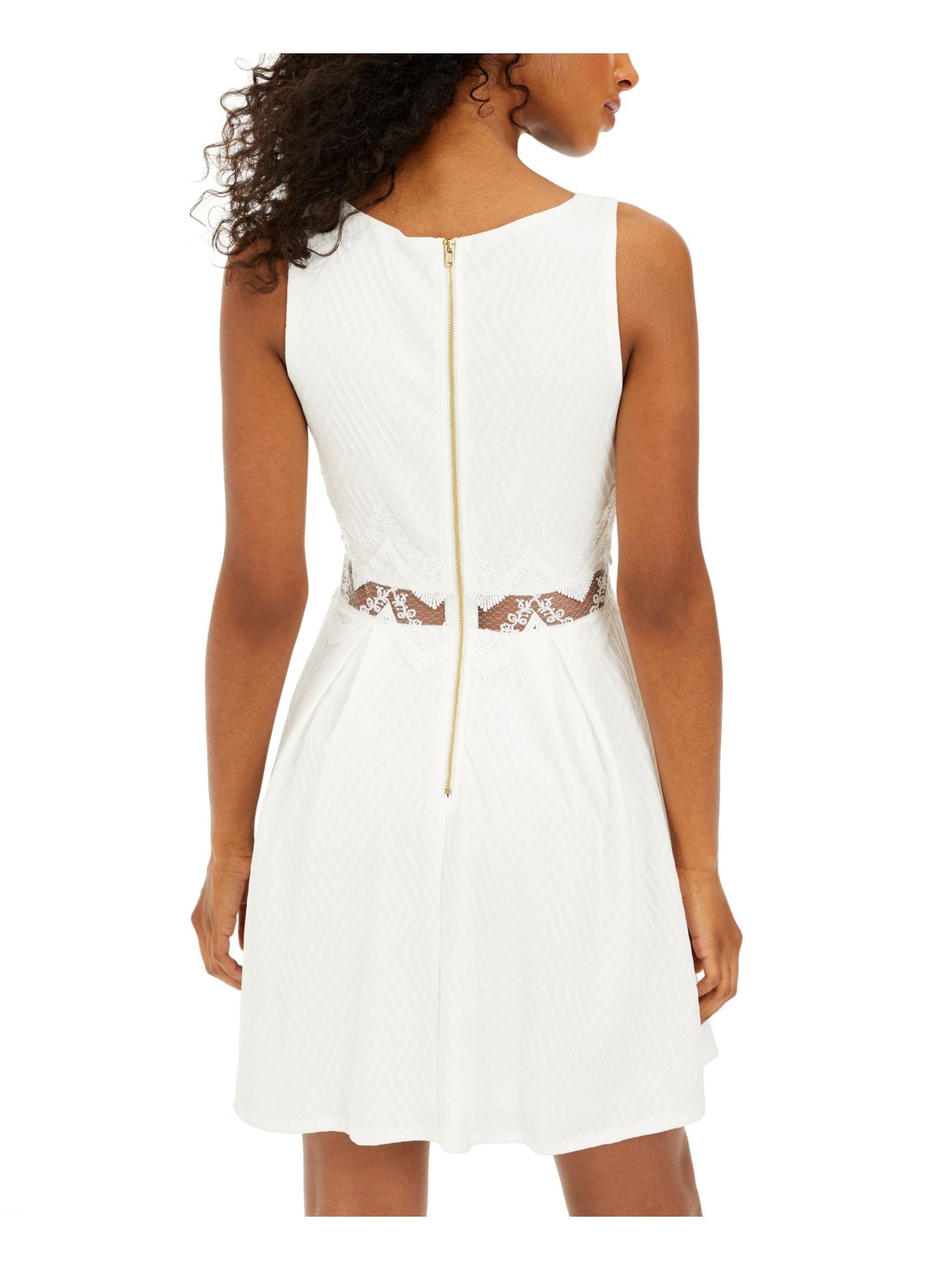 SEQUIN HEARTS Womens White Zippered Sleeveless V Neck Short Party Fit + Flare Dress 5