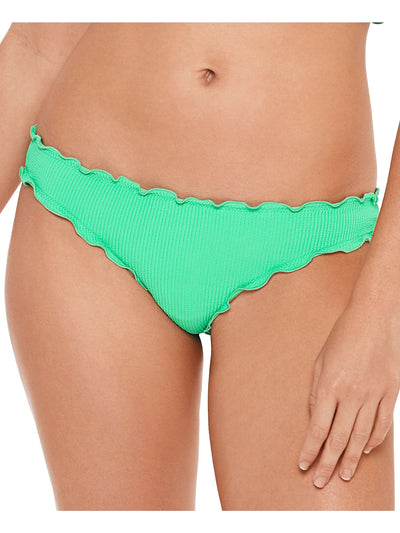 SALT + COVE Women's Green Stretch Limited Coverage Bikini Ruffled Shirred Pucker Up Hipster Swimsuit Bottom S