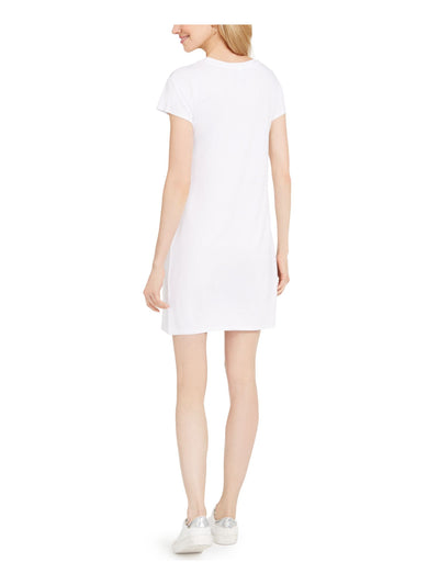 ADRIANNA PAPELL Womens Cap Sleeve Crew Neck Short Shift Dress