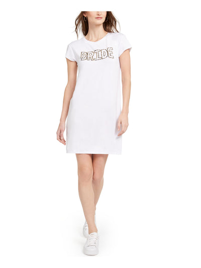 ADRIANNA PAPELL Womens Short Sleeve Jewel Neck Short Shift Dress