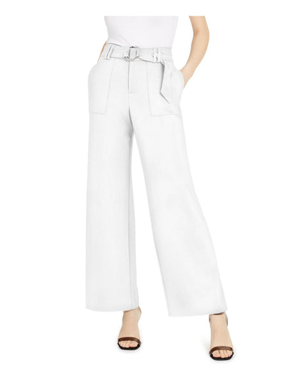 INC Womens White Belted Zippered Wide Leg Shorts 6