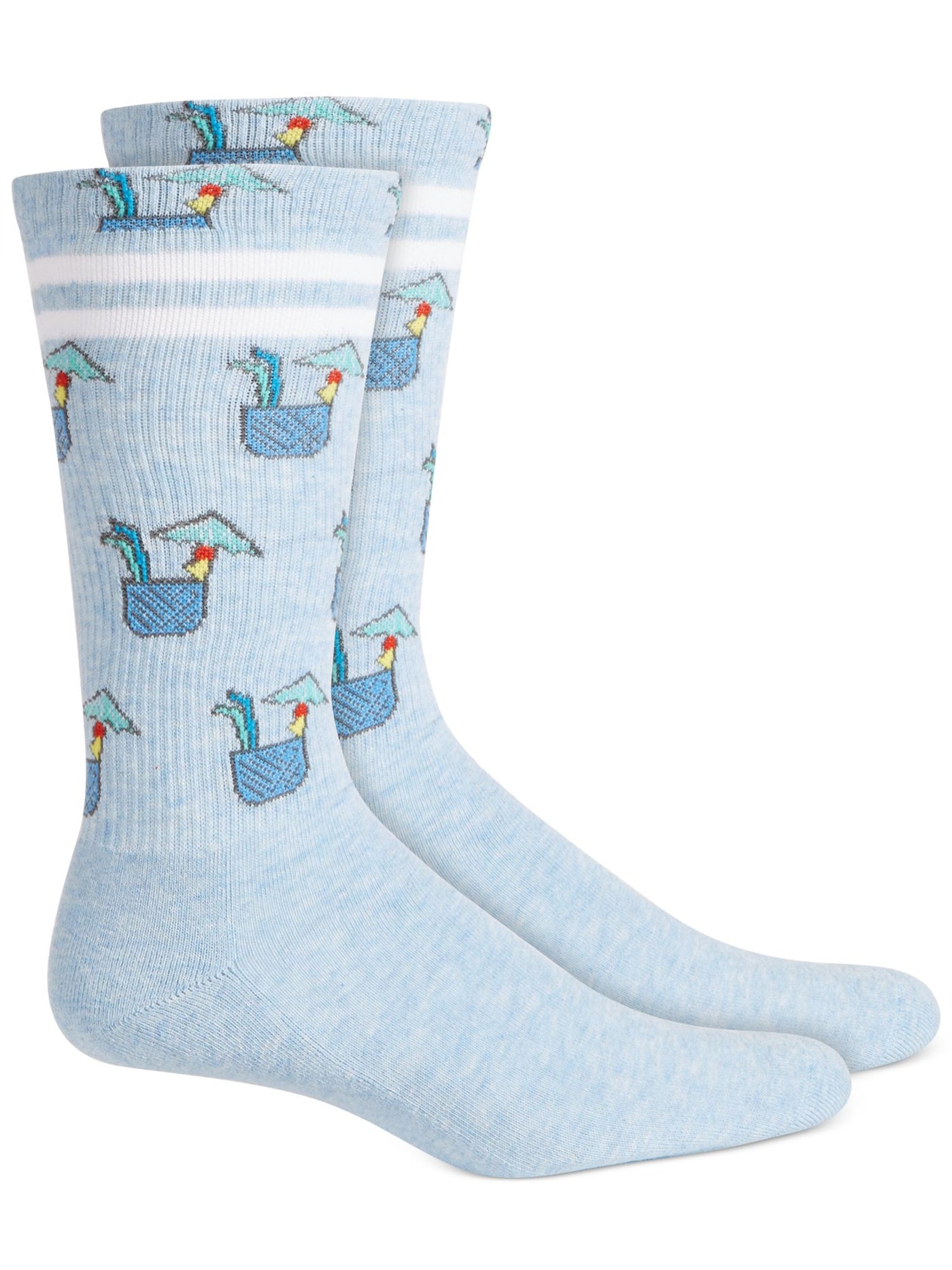 BAR III Womens Blue Graphic Graphic Seamless Casual Crew Socks