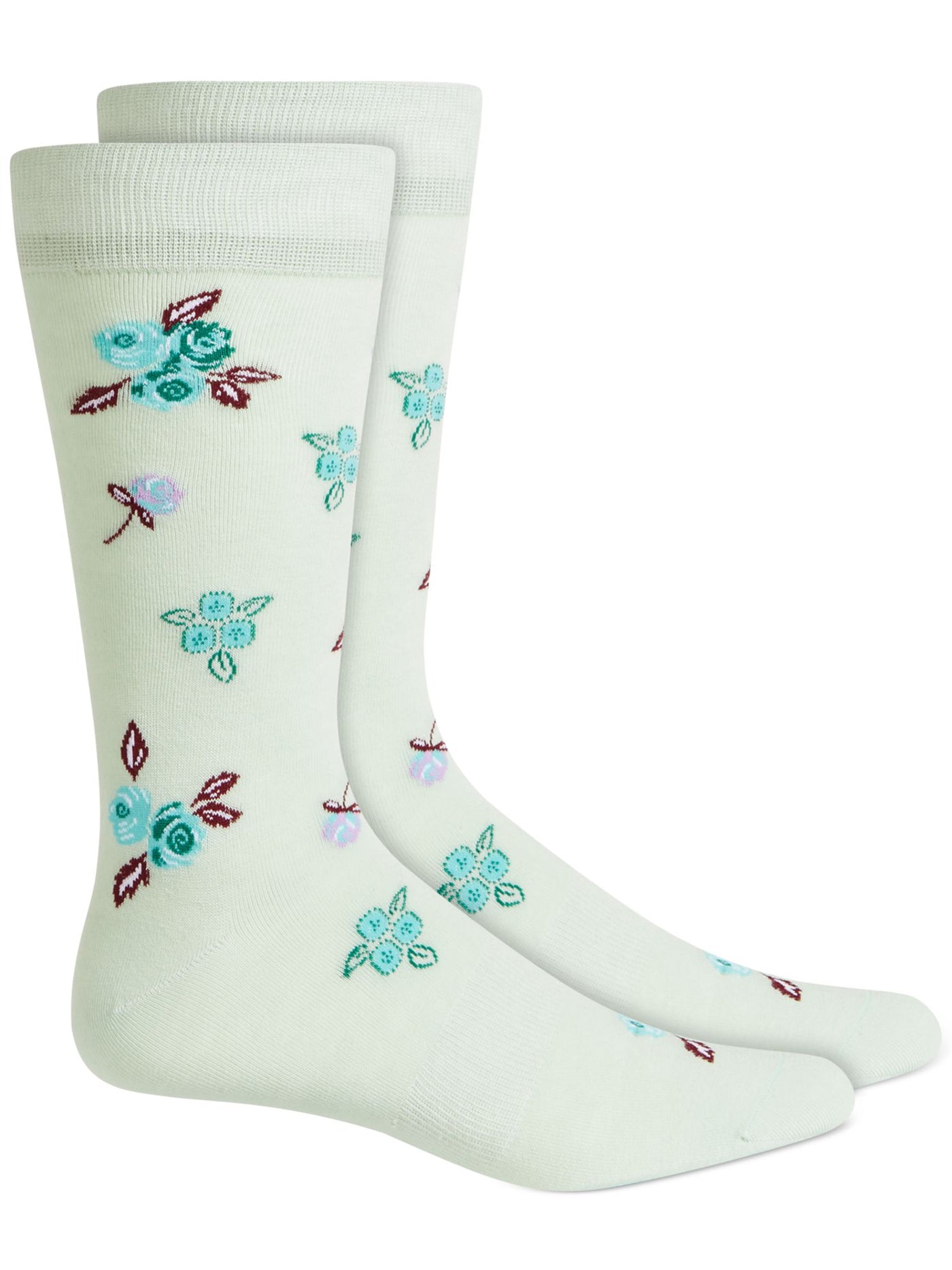 BAR III Mens Mint Green Combo Floral Dress Crew Socks 7-12