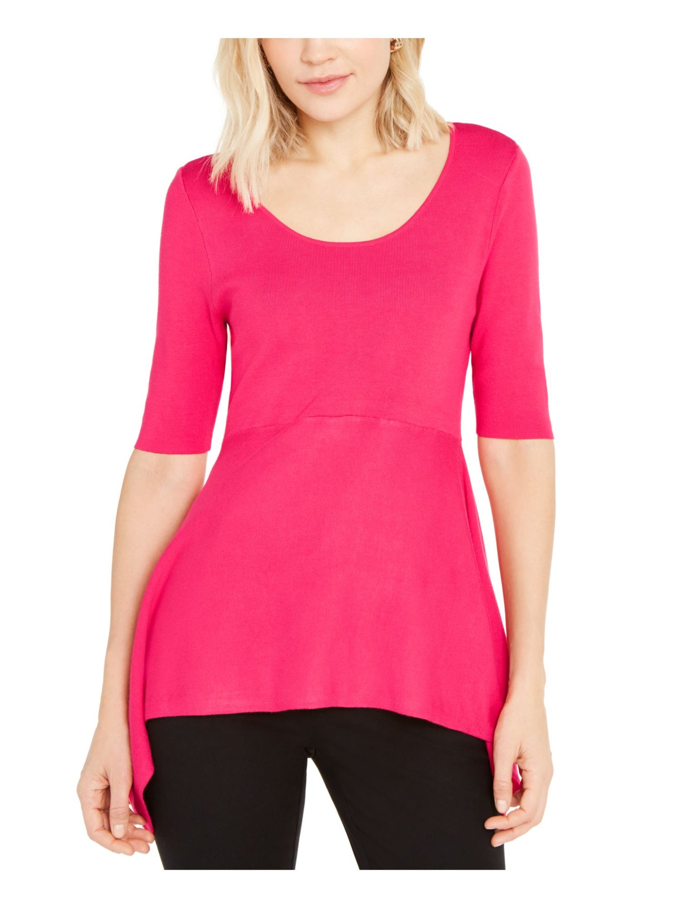 ALFANI Womens Coral Solid Short Sleeve Scoop Neck T-Shirt Size: XS