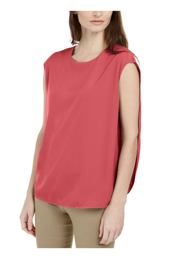 ALFANI Womens Pink Sleeveless Jewel Neck Top L