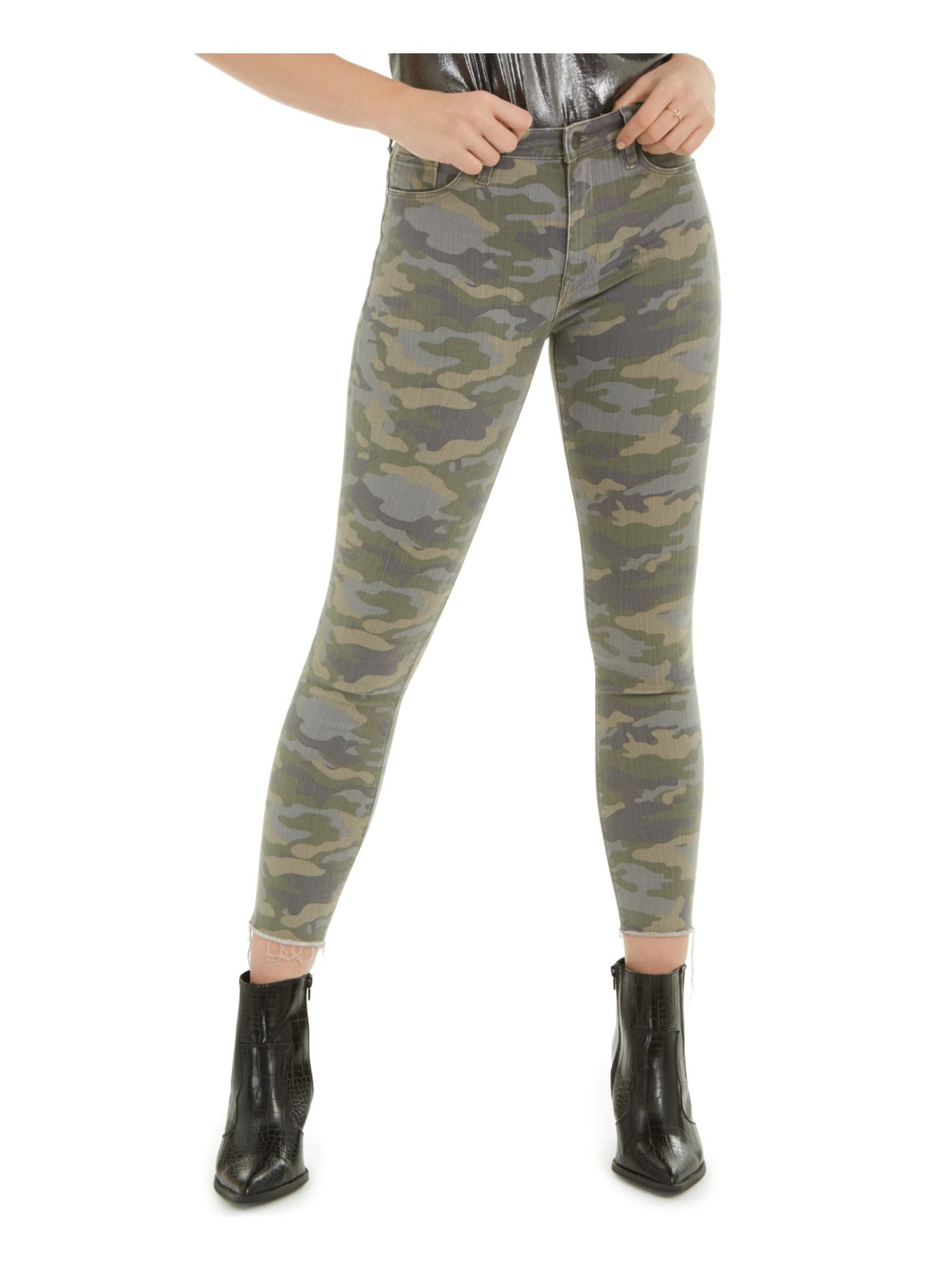 HUDSON Womens Green Camouflage Skinny Jeans Juniors 28 Waist