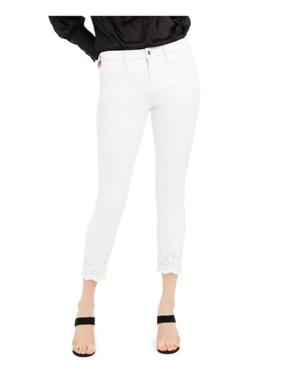 Jen 7 By 7 For All Mankind Womens White Pocketed Skinny Jeans 8