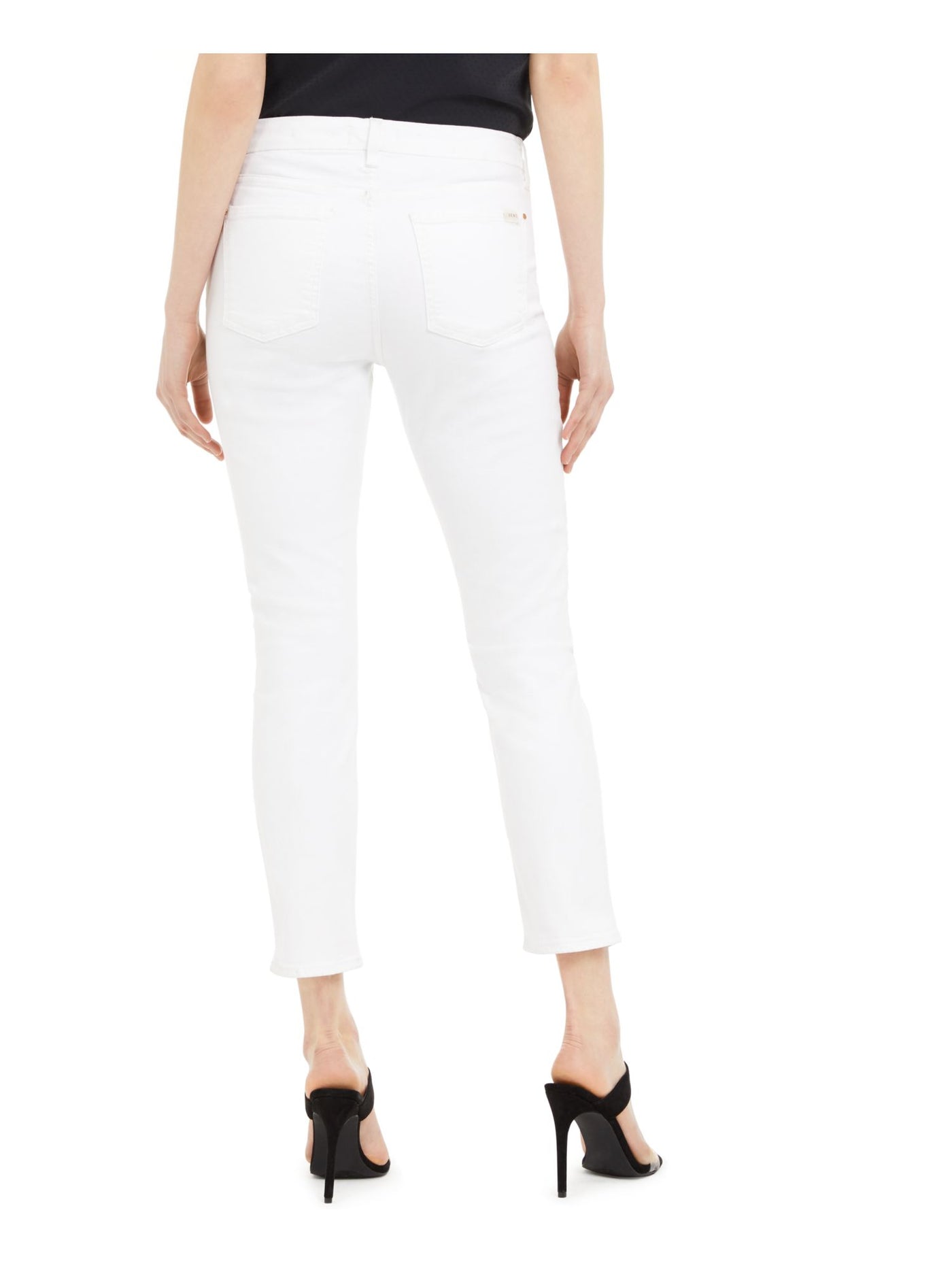 Jen 7 Womens White Zippered Pocketed High Rise Ankle Skinny Jeans 16