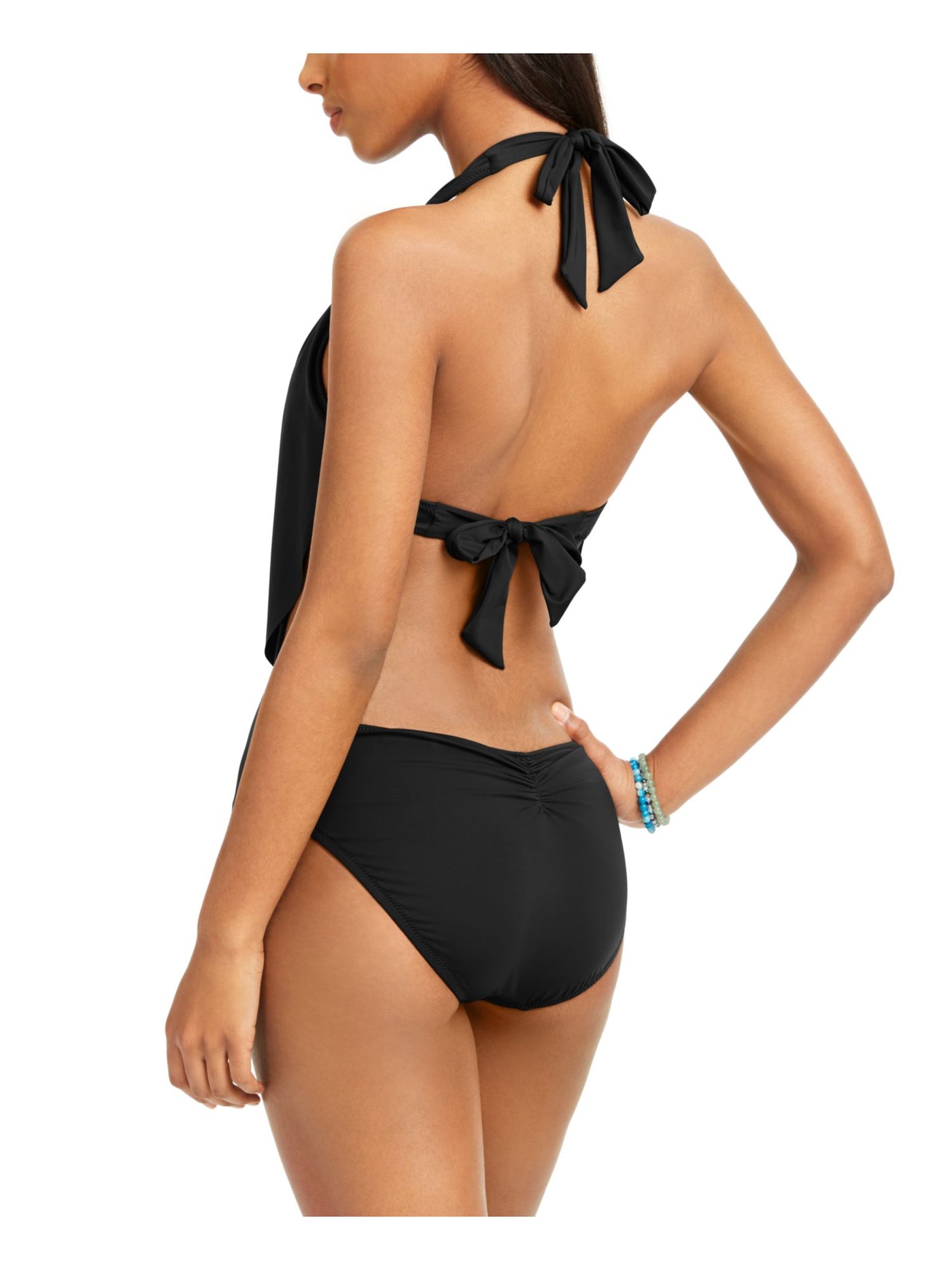 BAR III Women's Black Stretch Cutout Lined Tie Moderate Coverage Adjustable Bikini Monokini Swimsuit XS