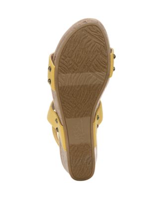 LIFE STRIDE Womens Yellow 1" Platform Studded Comfort Traction Sole Arch Support Stretch Cushioned Del Mar Round Toe Wedge Slip On Slingback Sandal M