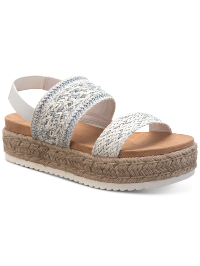 SUN STONE Womens White 1" Platform Woven Stretch Cushioned Slip Resistant Karli Round Toe Wedge Slip On Espadrille Shoes 9 M