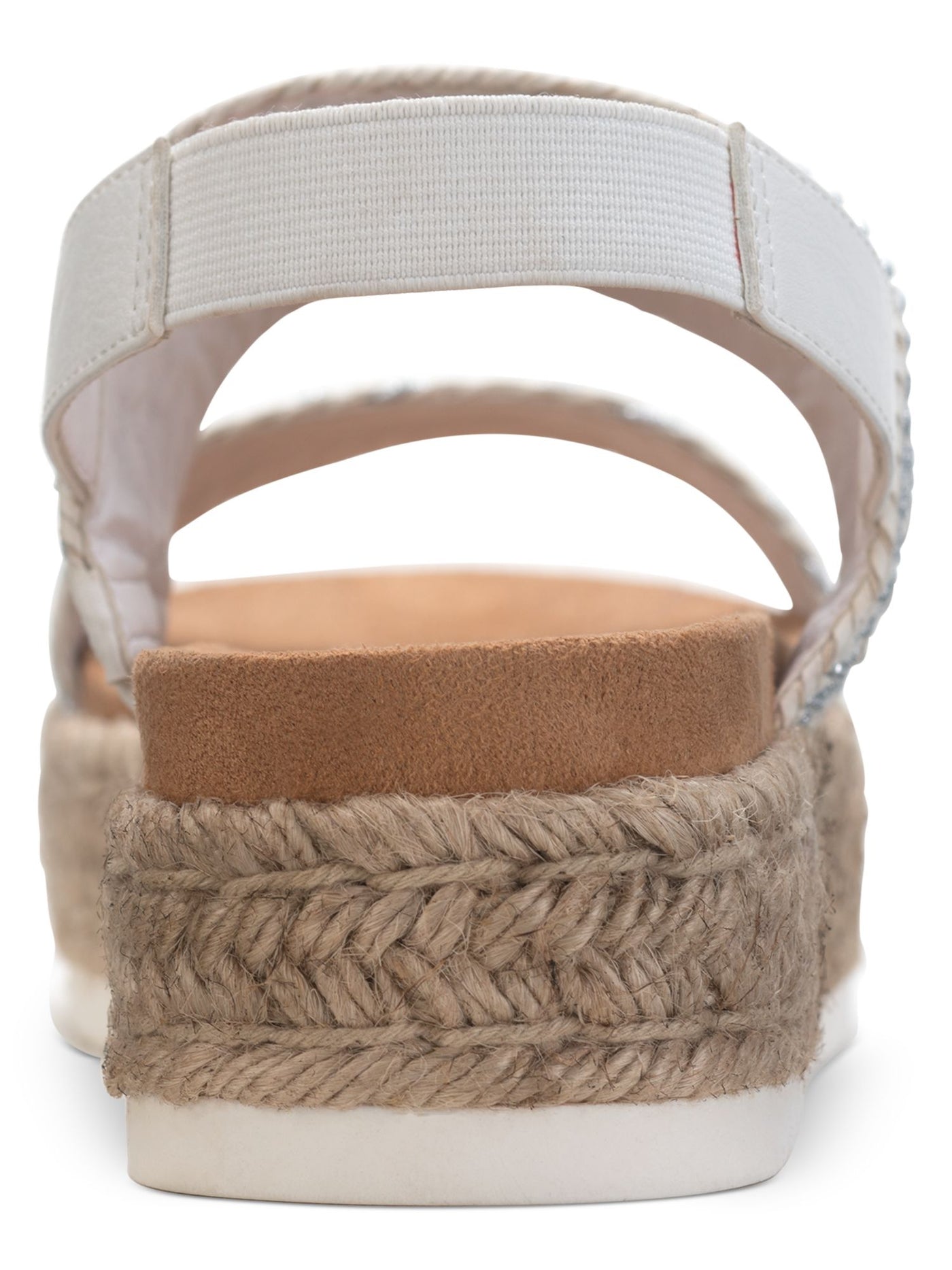 SUN STONE Womens White 1" Platform Woven Stretch Cushioned Slip Resistant Karli Round Toe Wedge Slip On Espadrille Shoes 9 M