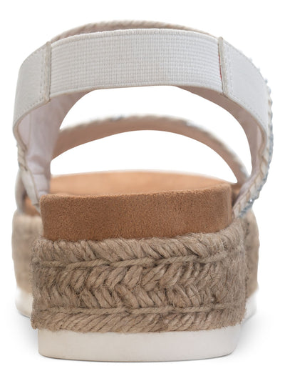 SUN STONE Womens White 1" Platform Woven Stretch Cushioned Slip Resistant Karli Round Toe Wedge Slip On Espadrille Shoes 9 M