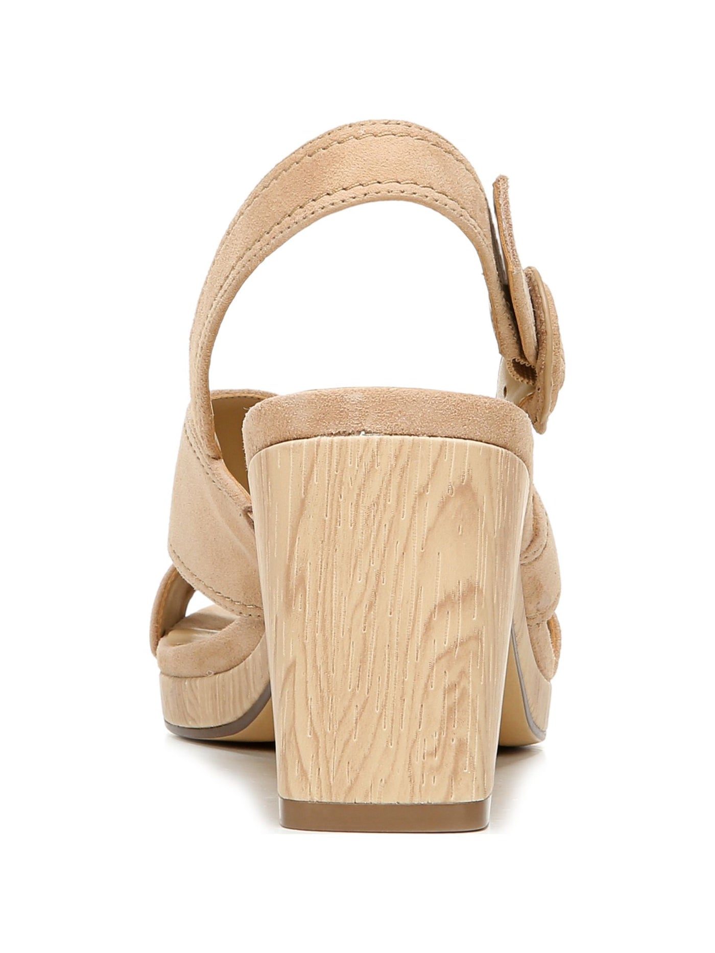 NATURALIZER Womens Beige 0.5" Platform Heel Cup Breathable Lining Crisscross Straps Cushioned Adjustable Strap Renly Square Toe Block Heel Buckle Leather Slingback Sandal 8 M