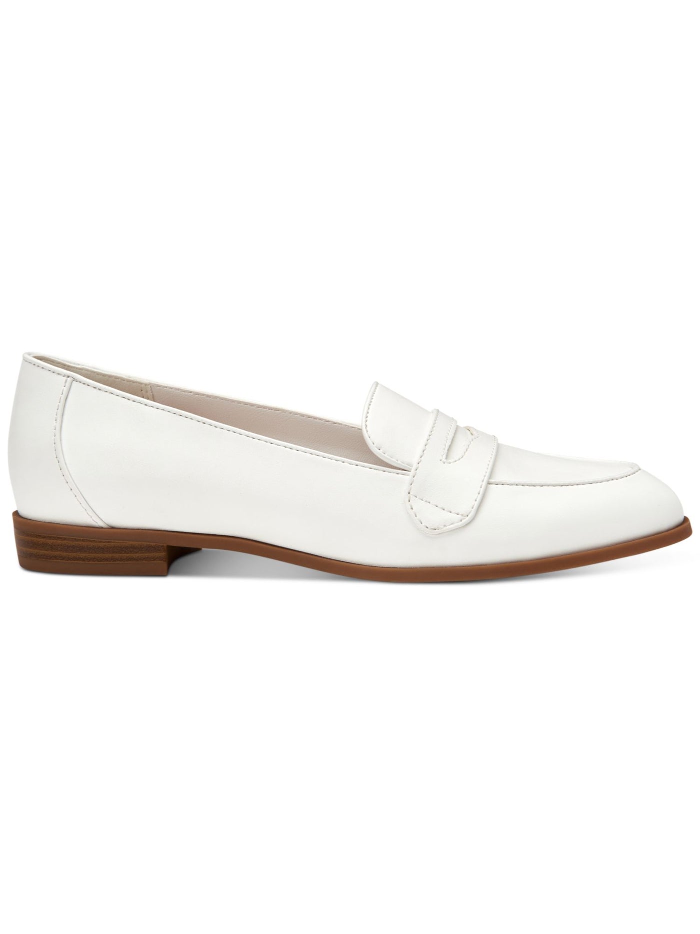 CHARTER CLUB Womens White Penny Keeper Detail Comfort Viviian Almond Toe Block Heel Slip On Loafers Shoes 7.5 M