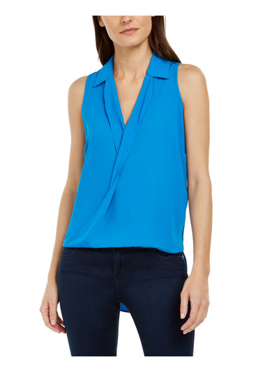 INC Womens Blue Sleeveless Surplice Neckline Hi-Lo Top XXL