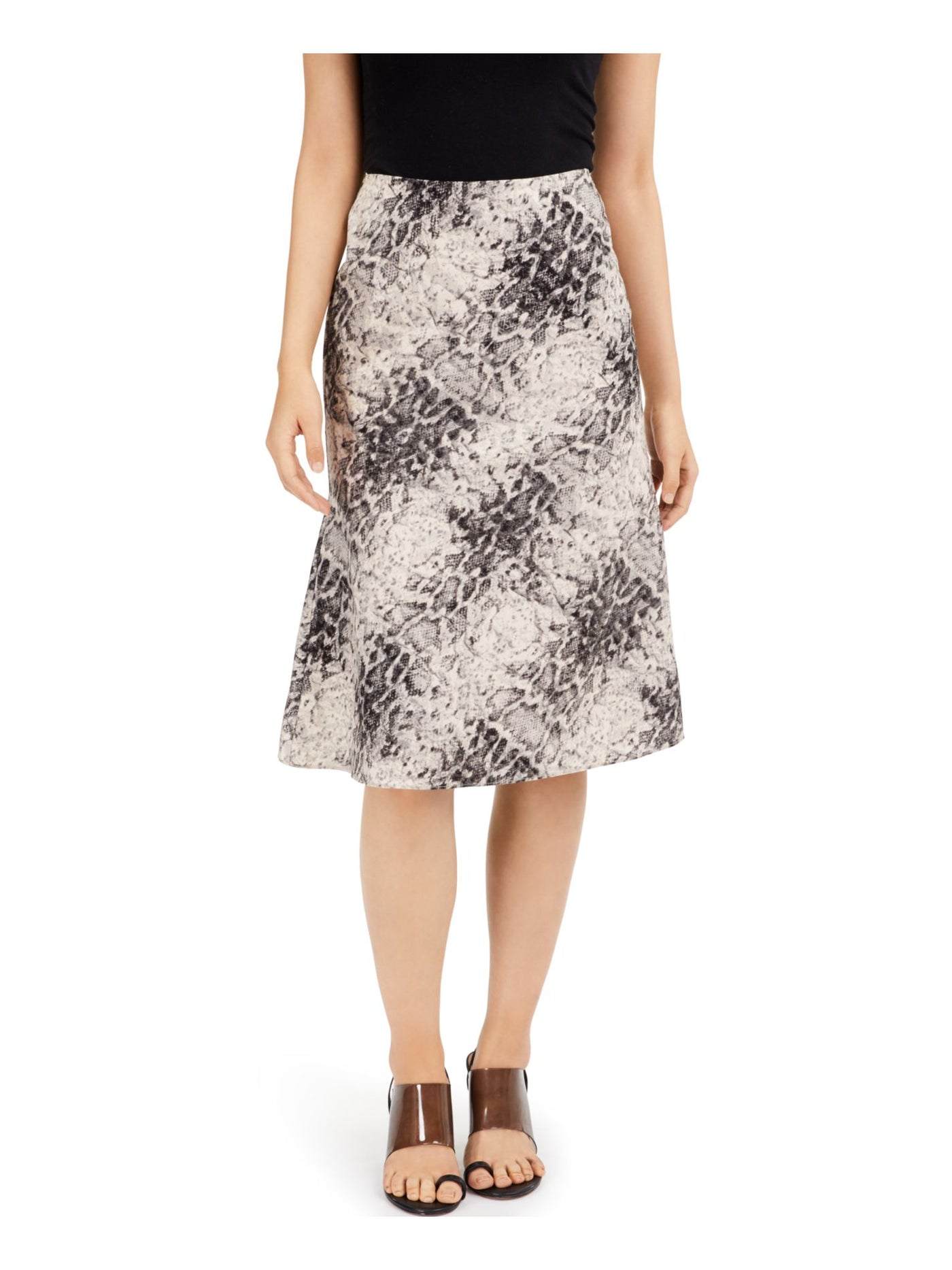 INC EARTH Womens Black Snake Print Below The Knee A-Line Skirt S