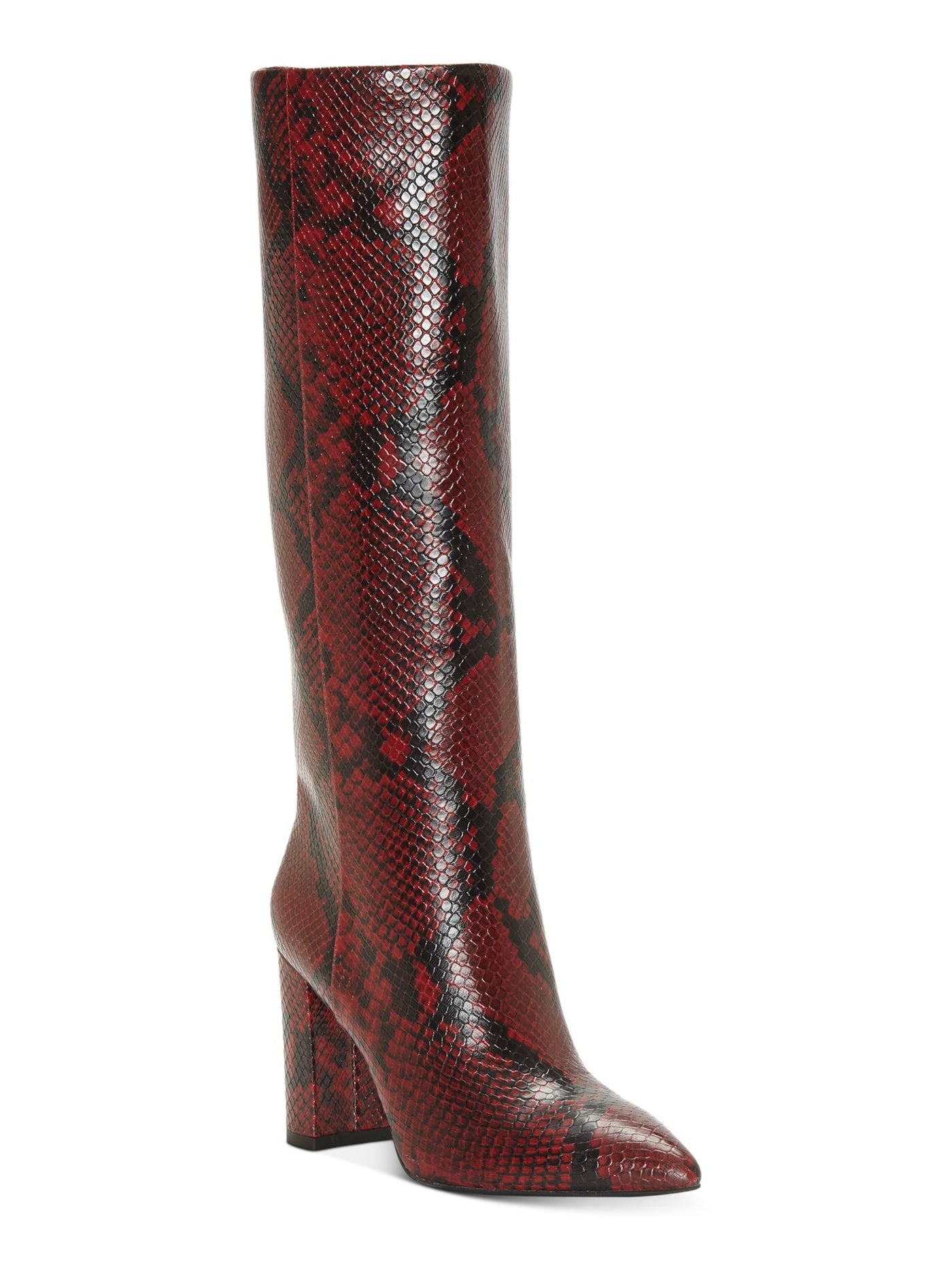 INC Womens Red Snakeskin Print Flex Gore Padded Comfort Paiton Pointed Toe Block Heel Zip-Up Boots 6 M