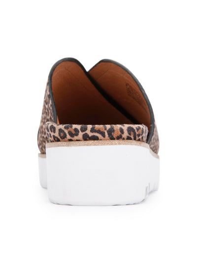 GENTLE SOULS KENNETH COLE Womens Brown Animal Print 0.5" Platform Cushioned Comfort Lavern Almond Toe Wedge Slip On Leather Slide Sandals Shoes 6