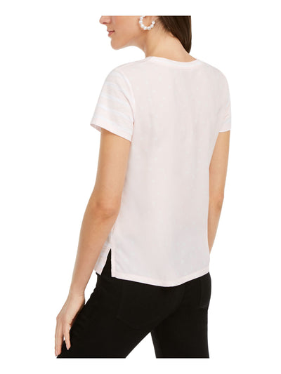MAISON JULES Womens Pink Striped Short Sleeve Crew Neck T-Shirt XXS