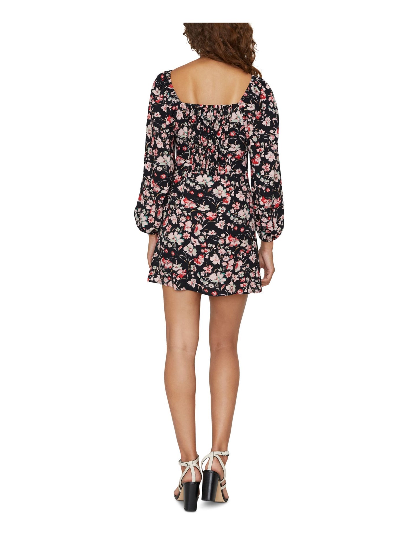 SANCTUARY Womens Square Neck Peasant Sleeves Mini Dress